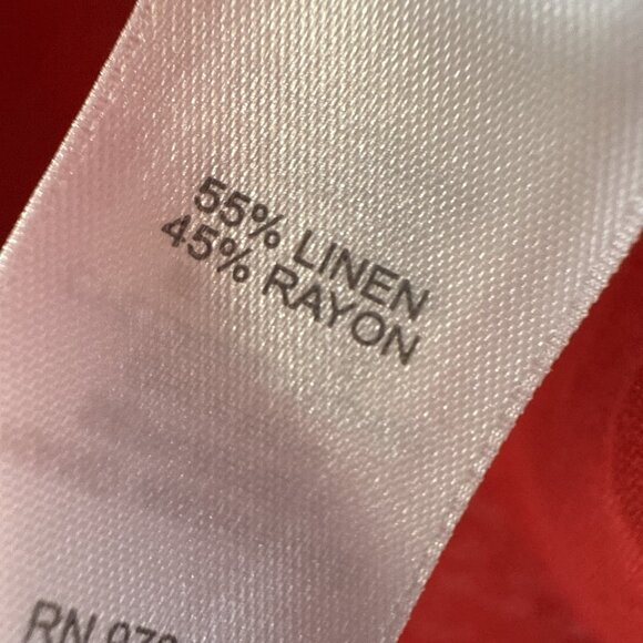 J Jill Love Linen Women's Top Size M P Petite Solid Red Linen Blend Pullover - Picture 6 of 8